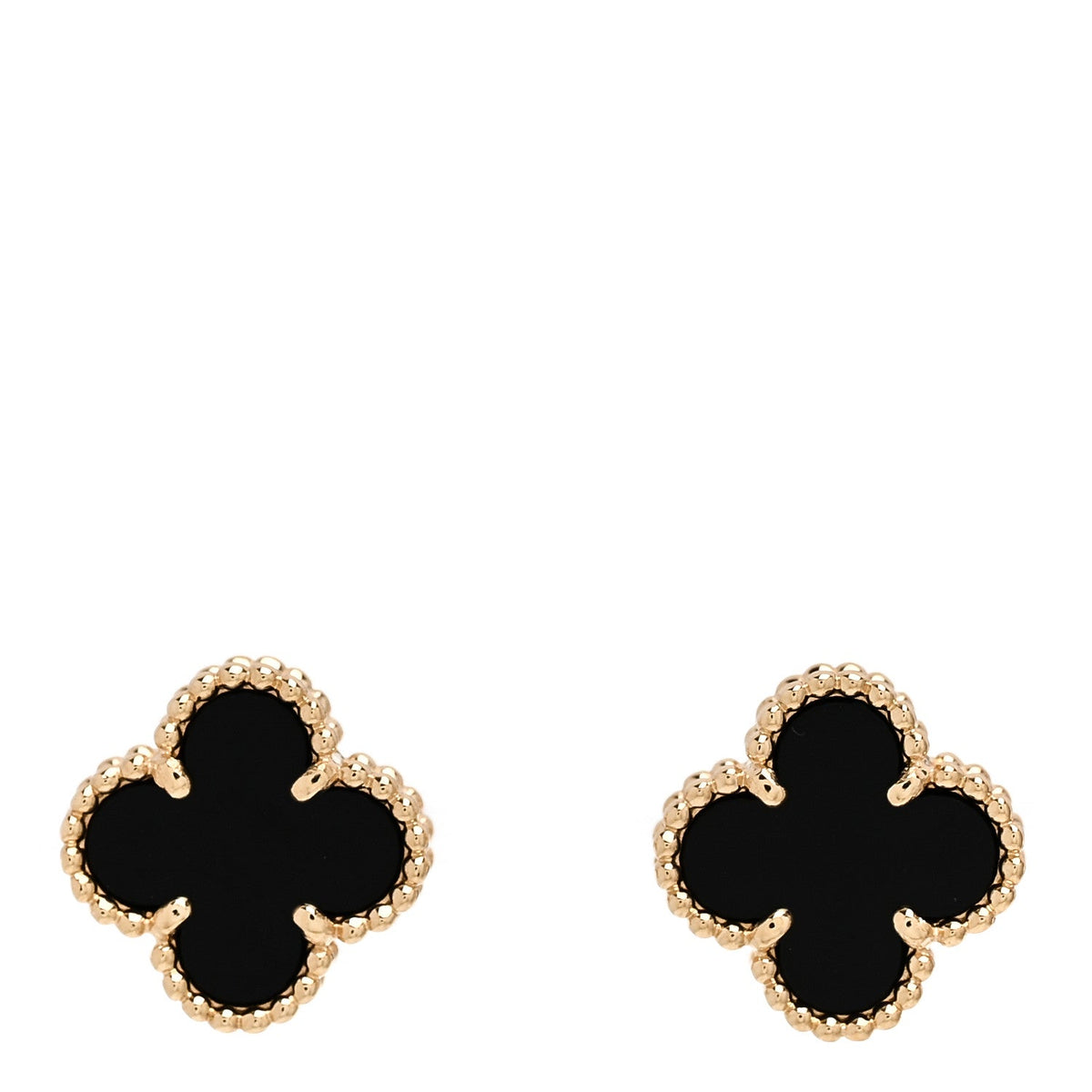 18K Yellow Gold Black Onyx Sweet Alhambra Earrings