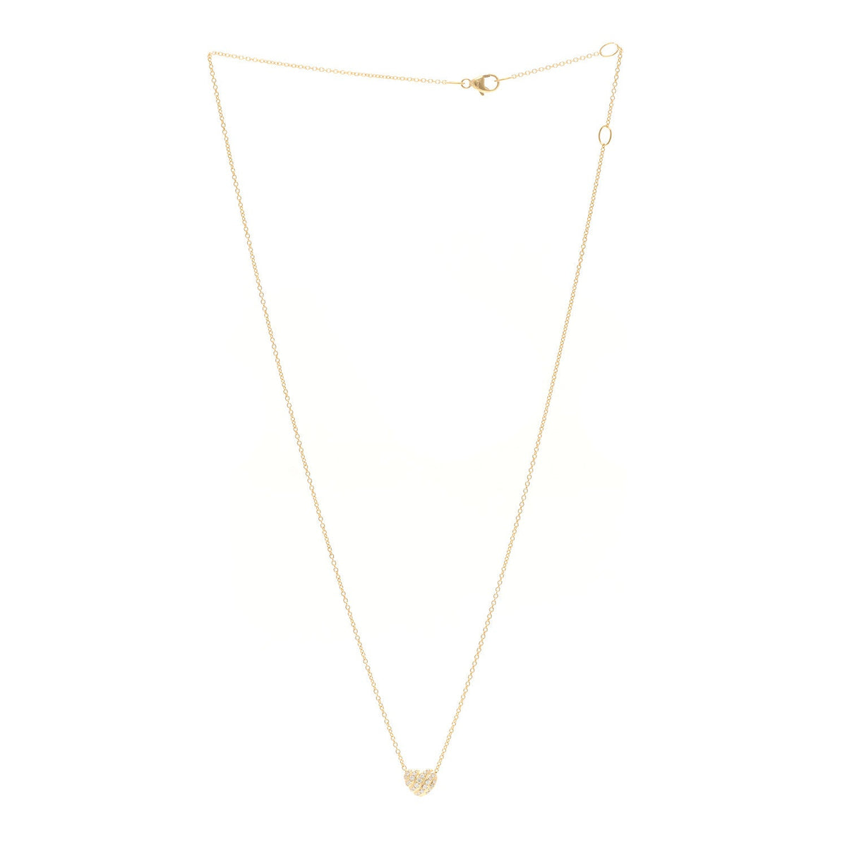 18K Yellow Gold Diamond Cable Heart Pave Pendant Necklace