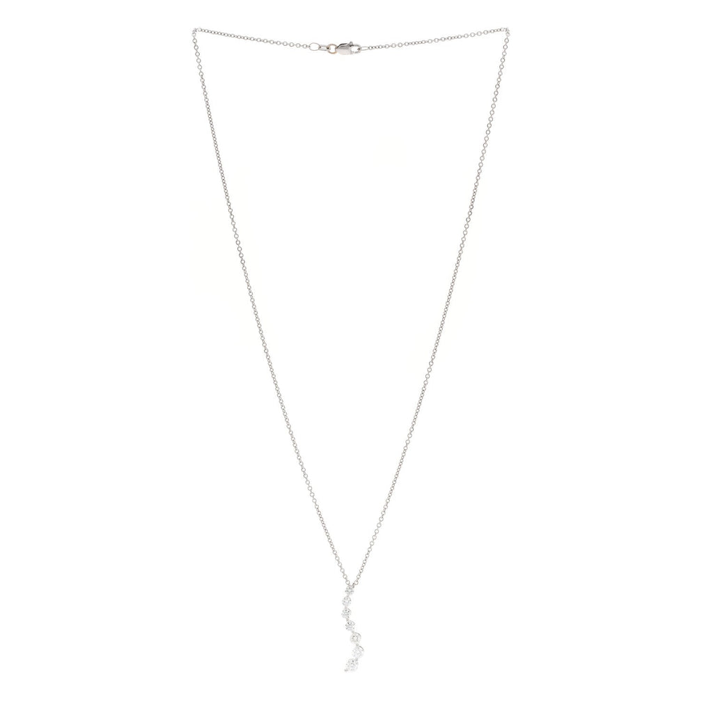 18K White Gold Diamond .88ctw Graduated Drop Pendant Necklace