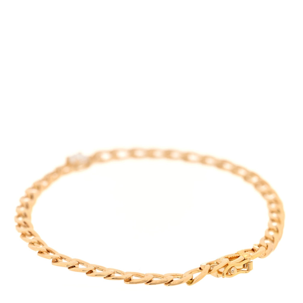 18K Yellow Gold Diamond Round Center Medium Cuban Link Bracelet