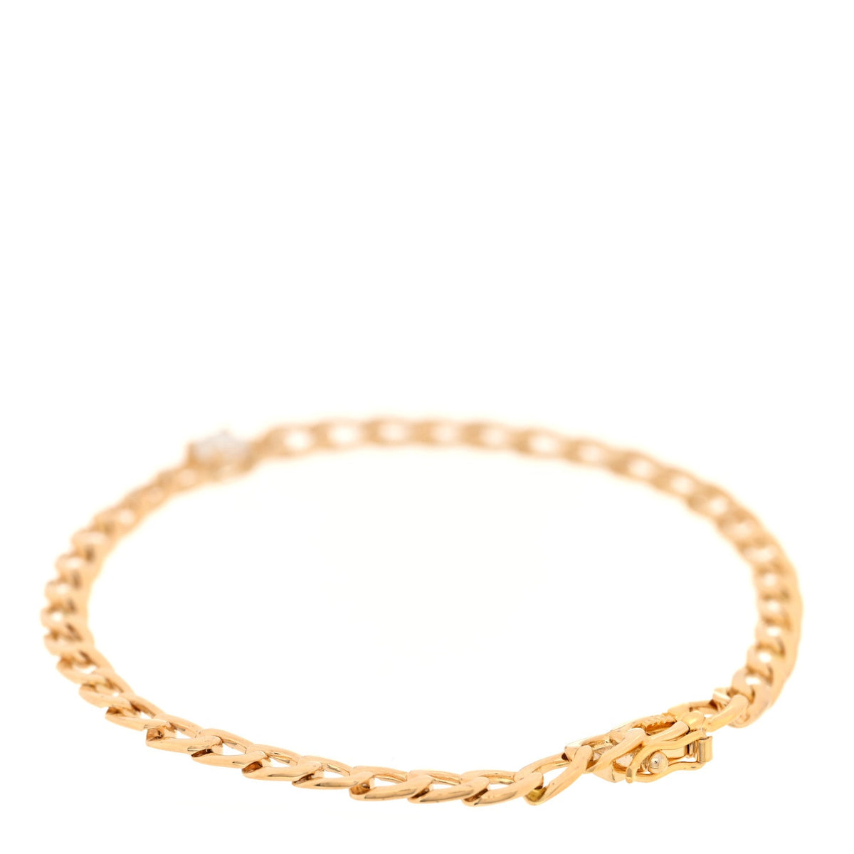 18K Yellow Gold Diamond Round Center Medium Cuban Link Bracelet