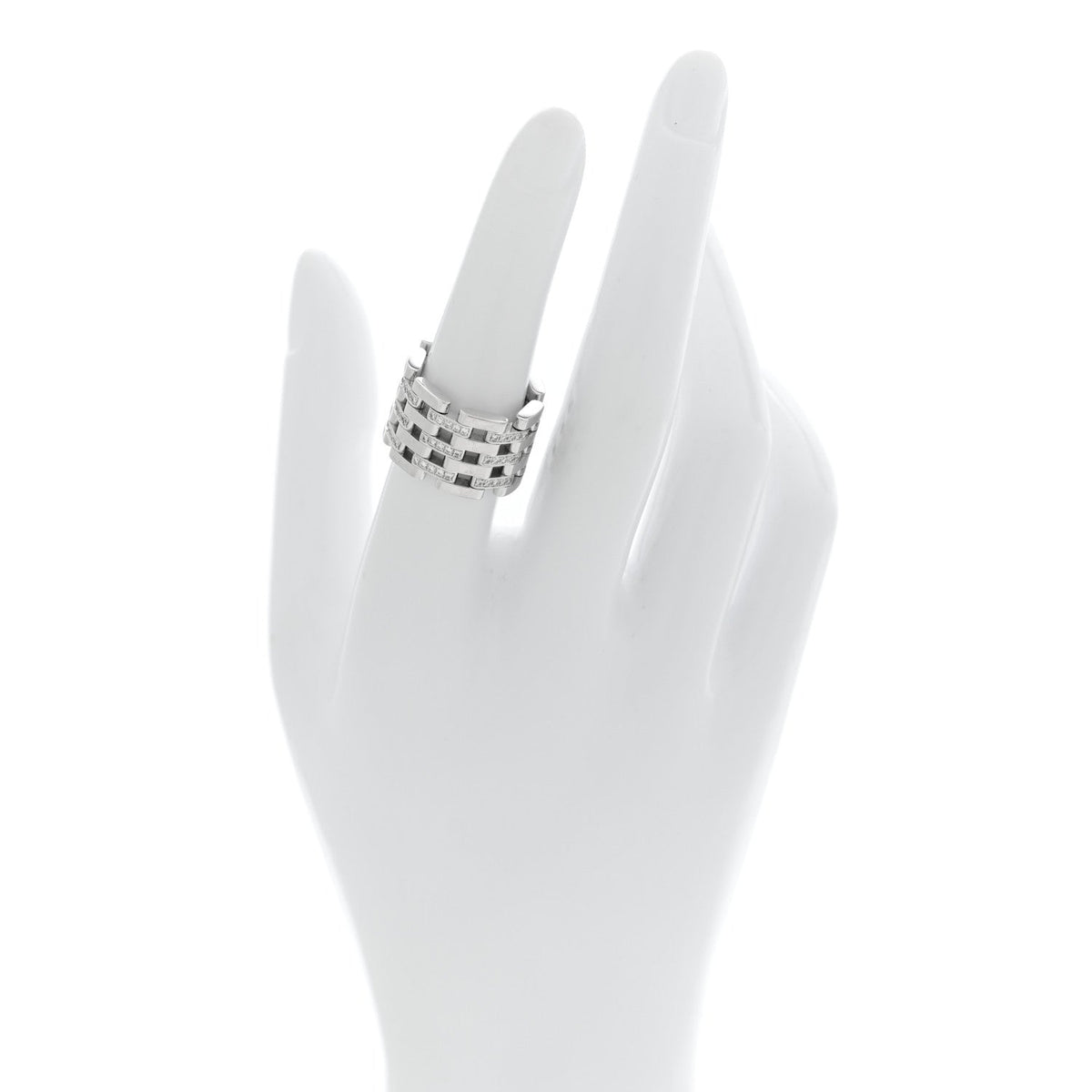 18K White Gold Diamond Les Chaines Ring 50 5.5