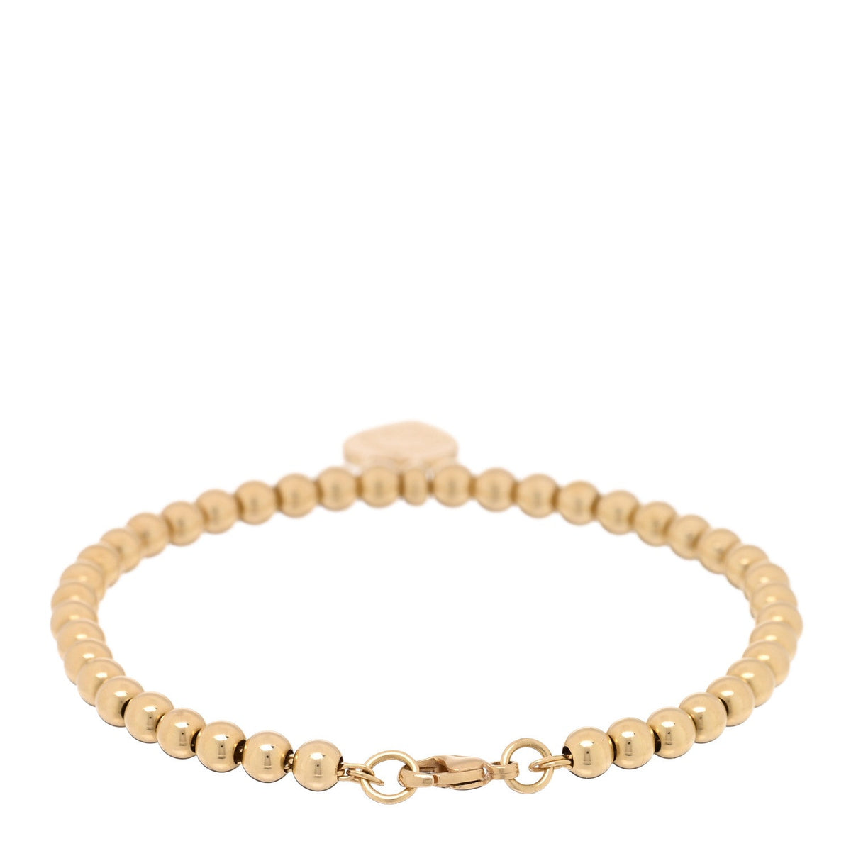 18K Yellow Gold 4mm Return To Tiffany Bead Heart Tag Bracelet