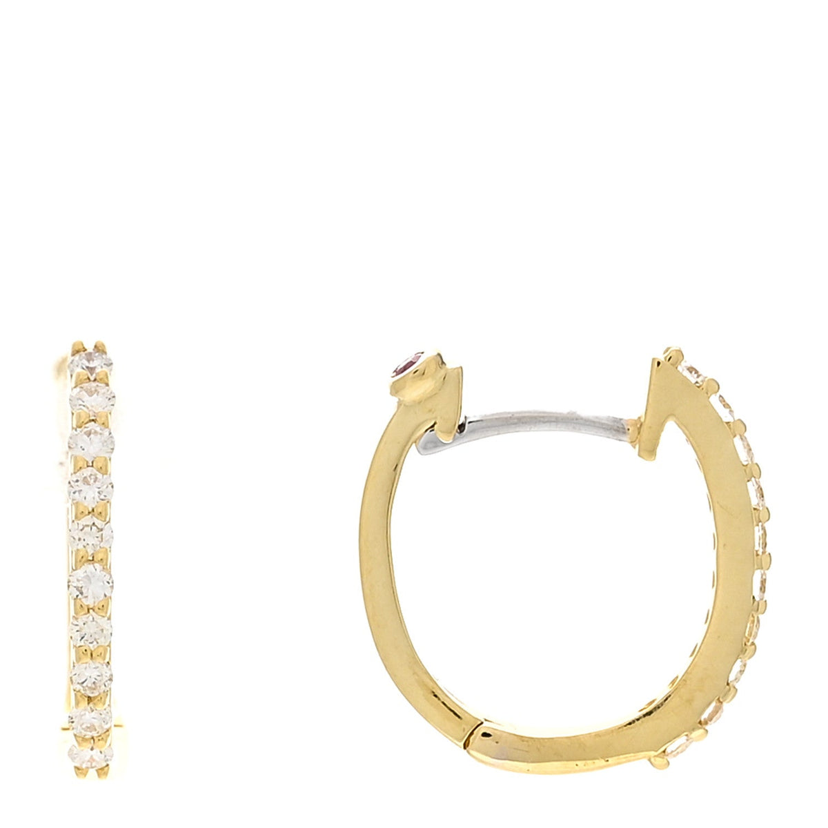 18K Yellow Gold Diamond Baby Huggie Hoop Earrings