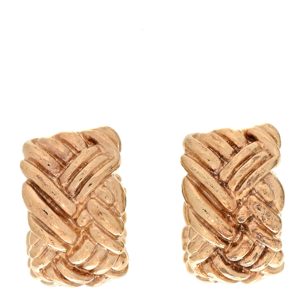 Sterling Silver Large Intreccio Hoop Earrings Gold