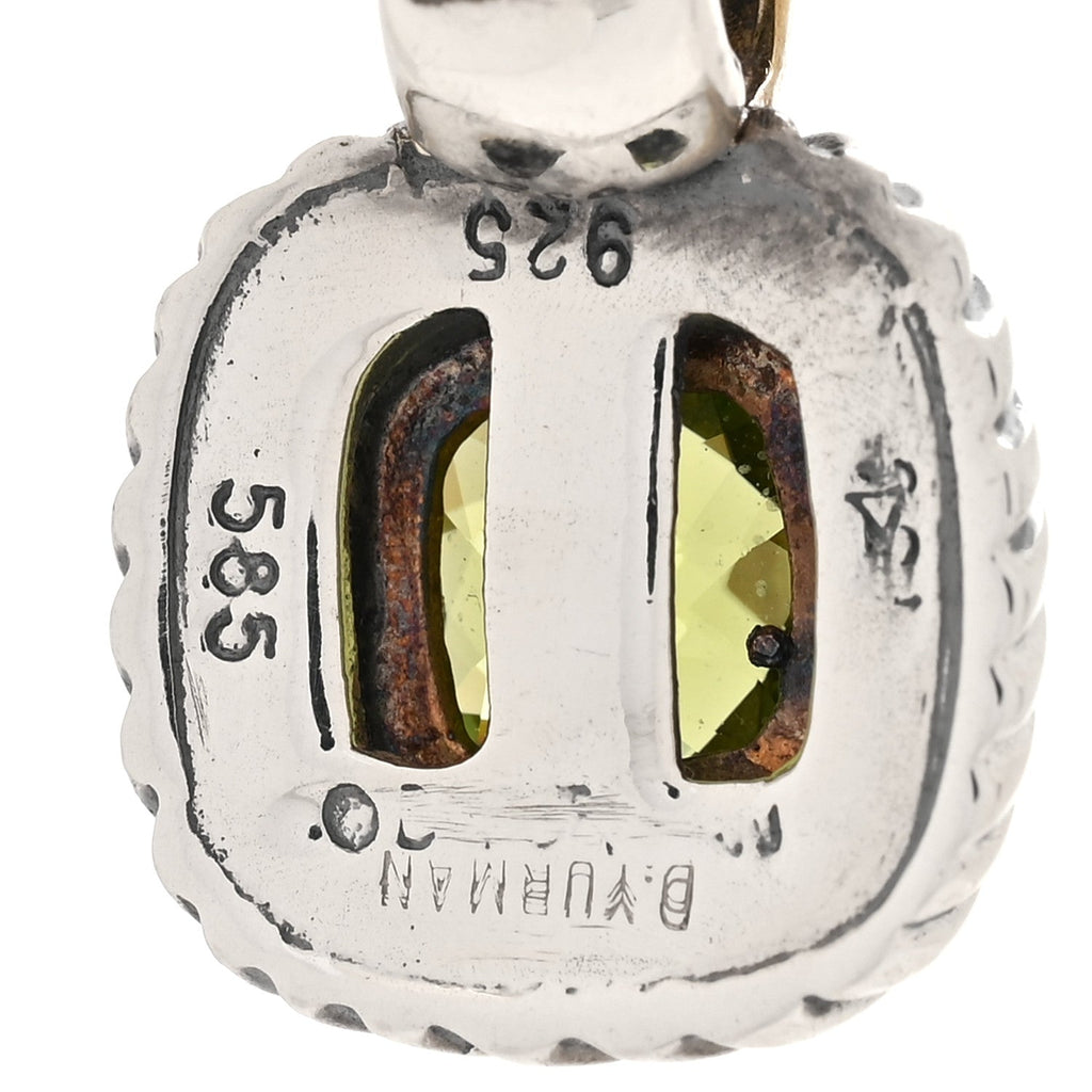 Sterling Silver 14K Yellow Gold Peridot 7mm Albion Enhancer Pendant