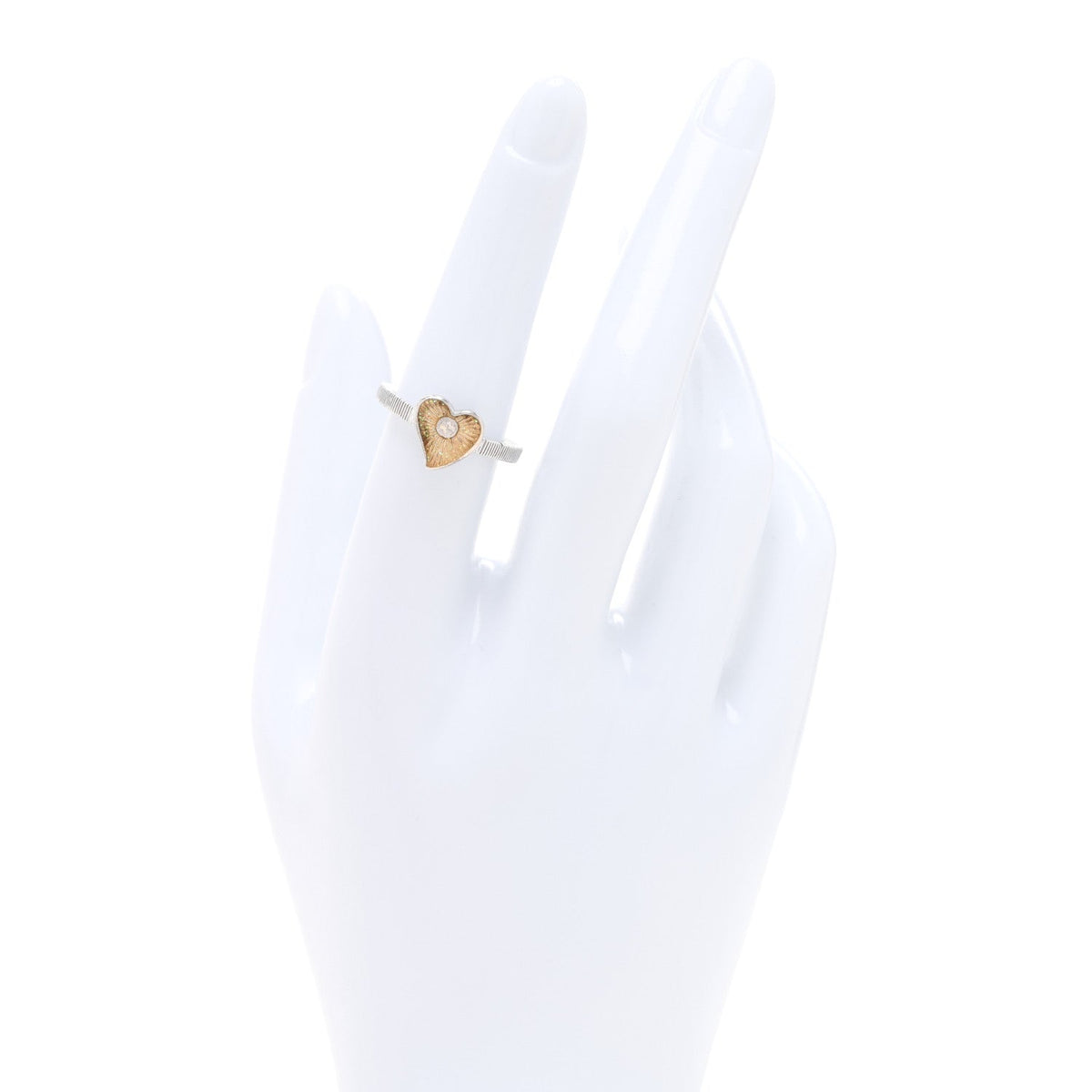 Sterling Silver Enamel GG Heart Ring 53 6.25 Iridescent