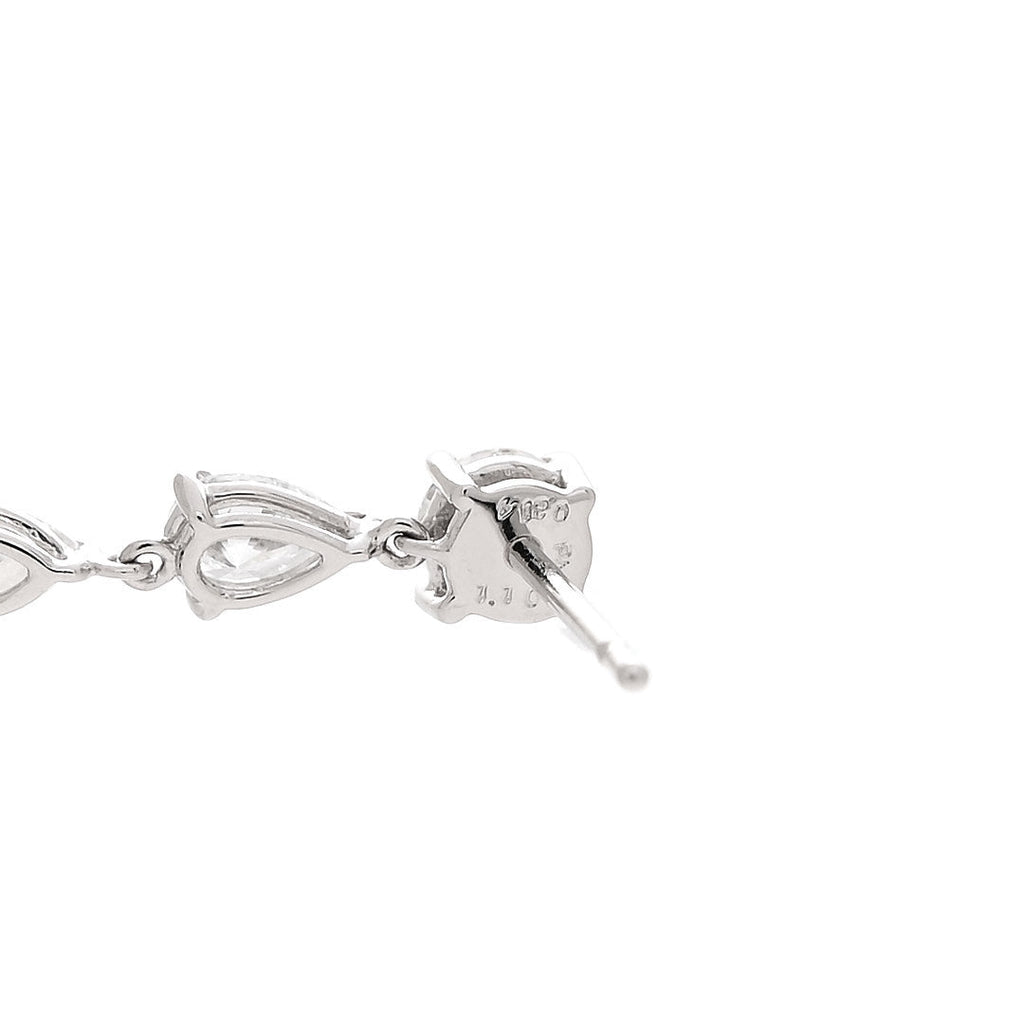 Platinum Diamond 2.71ctw Round Pear Marquise Cut Drop Earrings