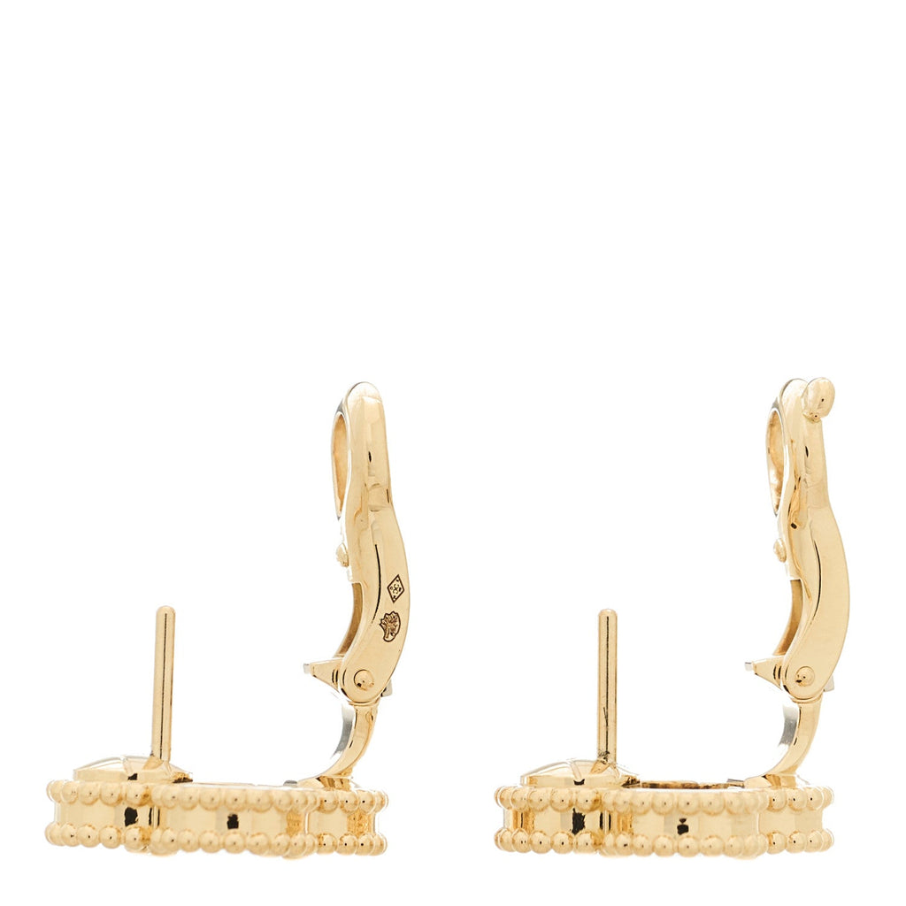 18k Yellow Gold Black Onyx Vintage Alhambra Earrings