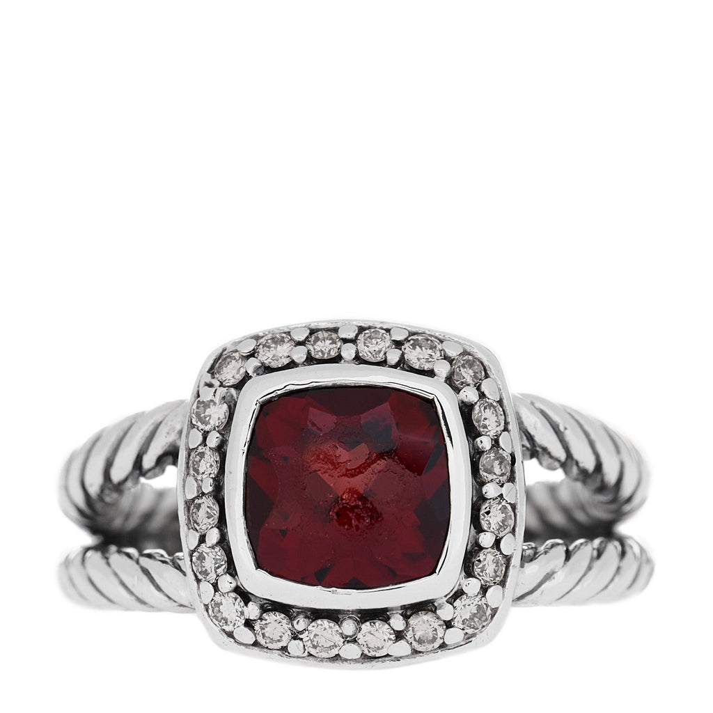 Sterling Silver Diamond Garnet 7mm Petite Albion Ring 47 4.25