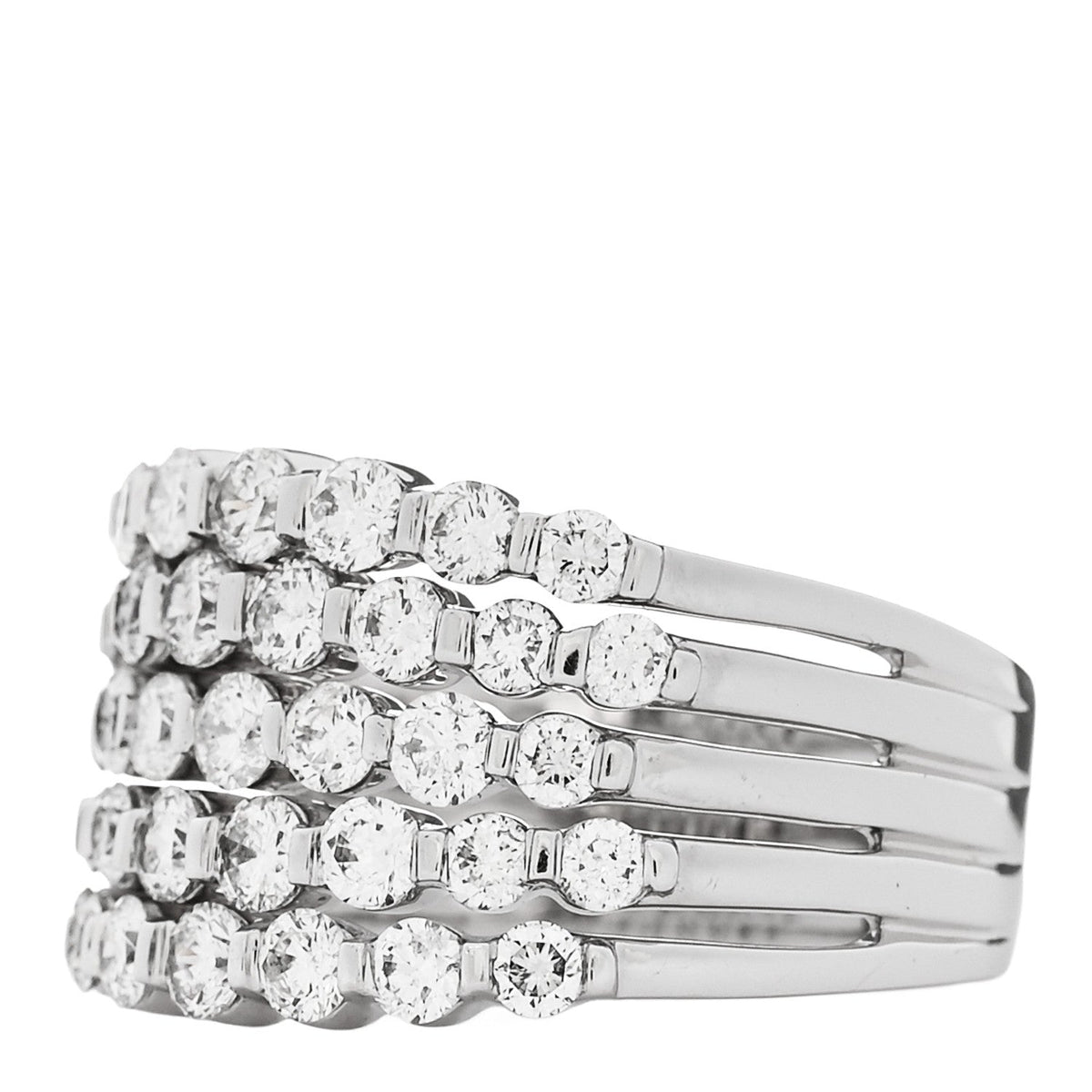 14K White Gold Diamond 1.90ctw Five Row Band Ring 53 6.25