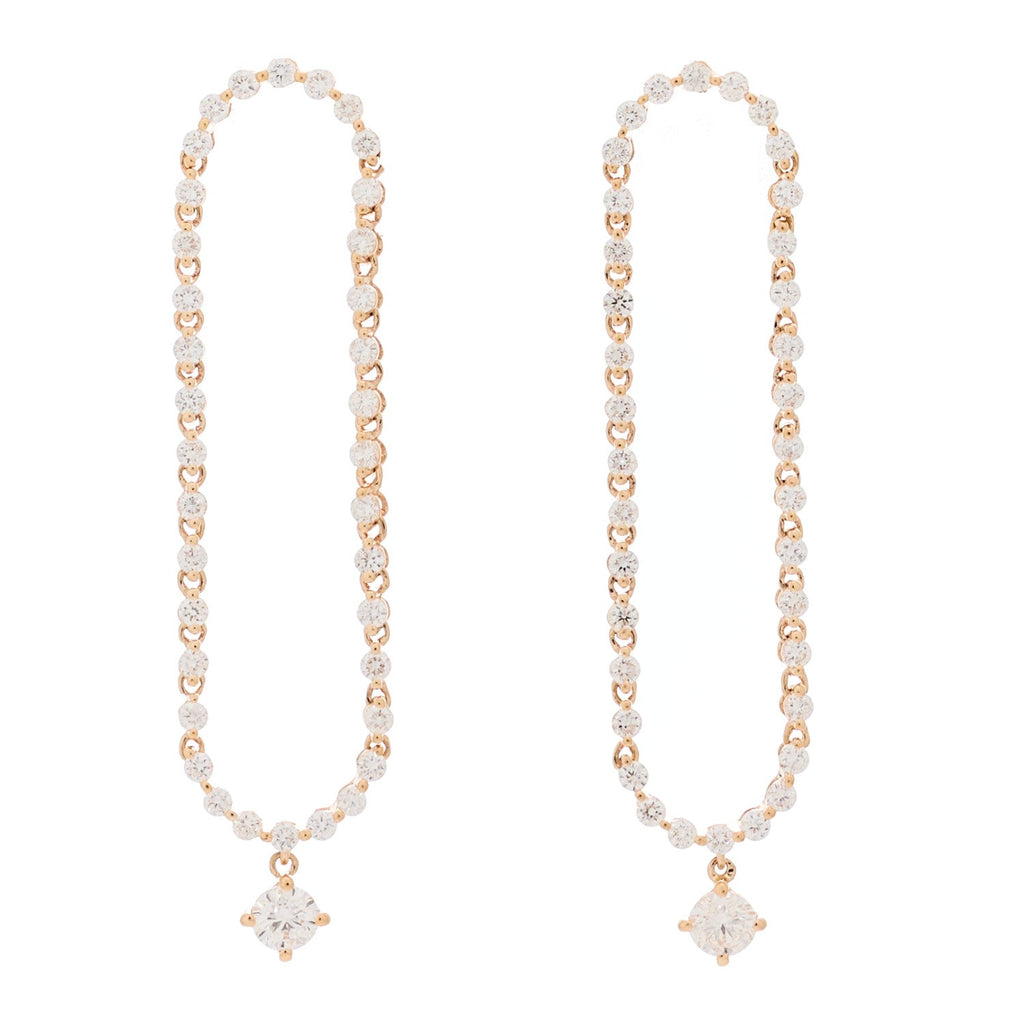 18K Rose Gold Diamond Loop Earrings