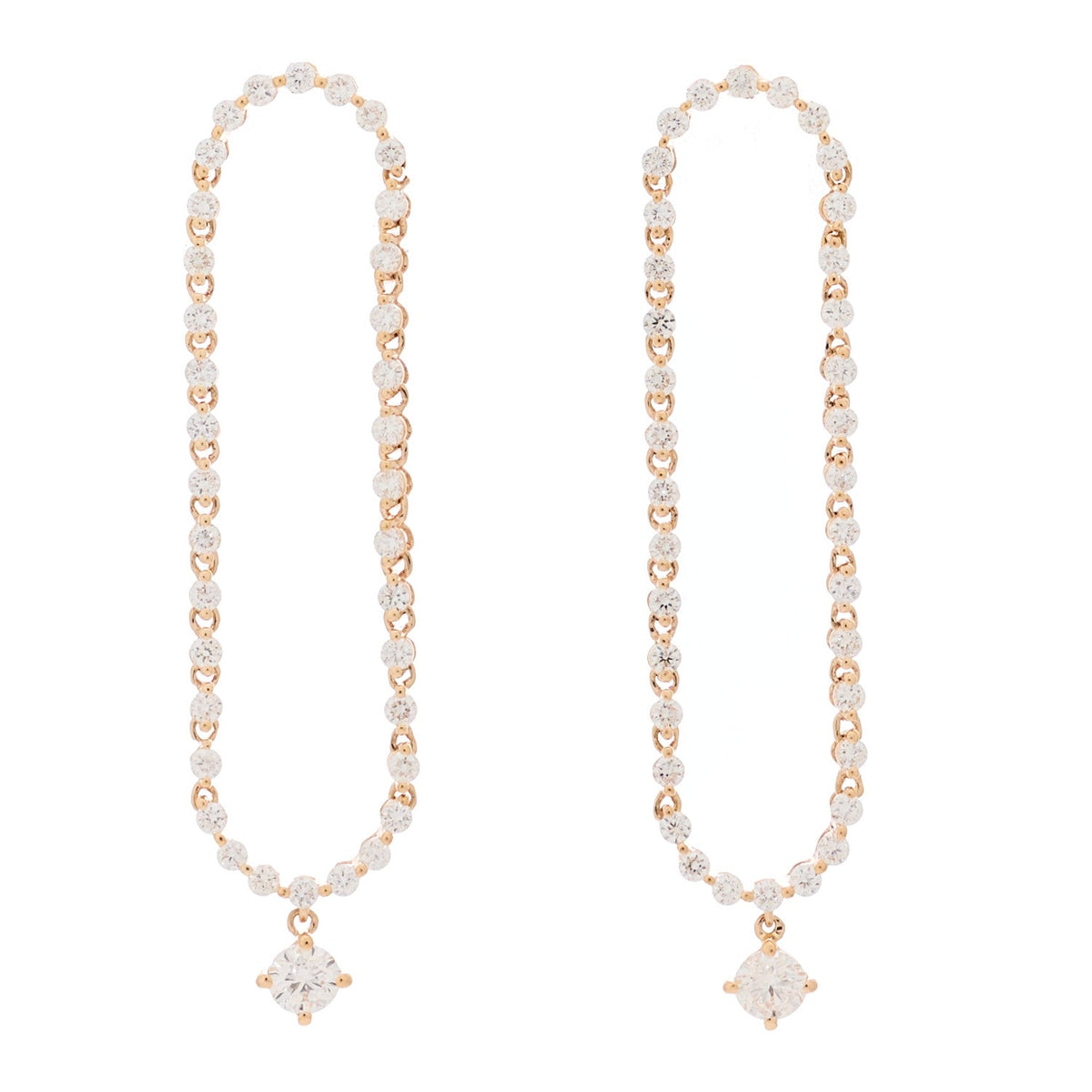 18K Rose Gold Diamond Loop Earrings