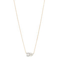 14K Yellow White Gold Diamond Heart and Square Necklace