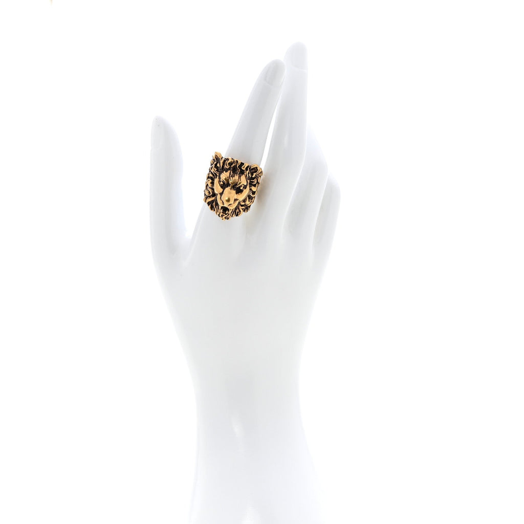 Metal Lion Head Ring 59 8.75 Aged Gold