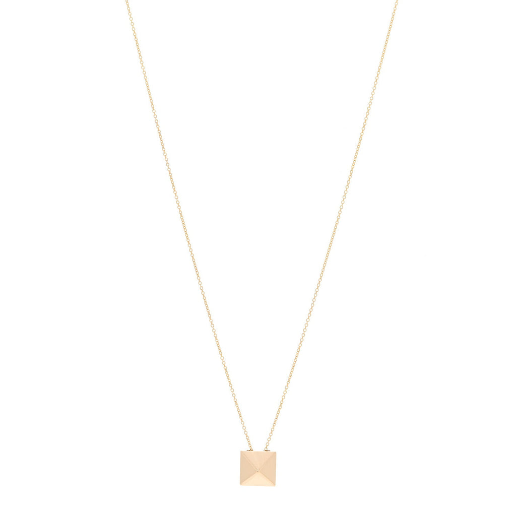 18K Yellow Gold Pyramid Pendant Necklace