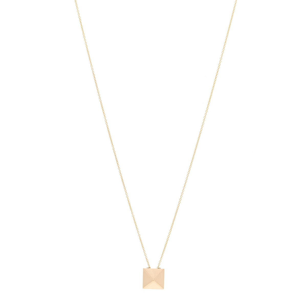 18K Yellow Gold Pyramid Pendant Necklace