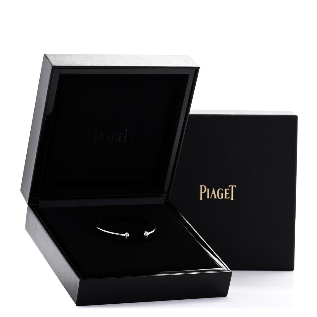 18K White Gold Diamond Thin Possession Open Bangle Bracelet