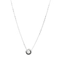 18K White Gold Black Ceramic Diamond Small Trinity Pendant Necklace