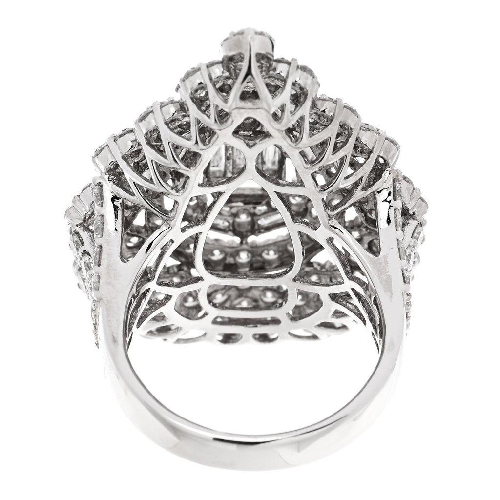 18K White Gold Diamond 4.70ctw Multi Shape Cocktail Ring  56 7.5