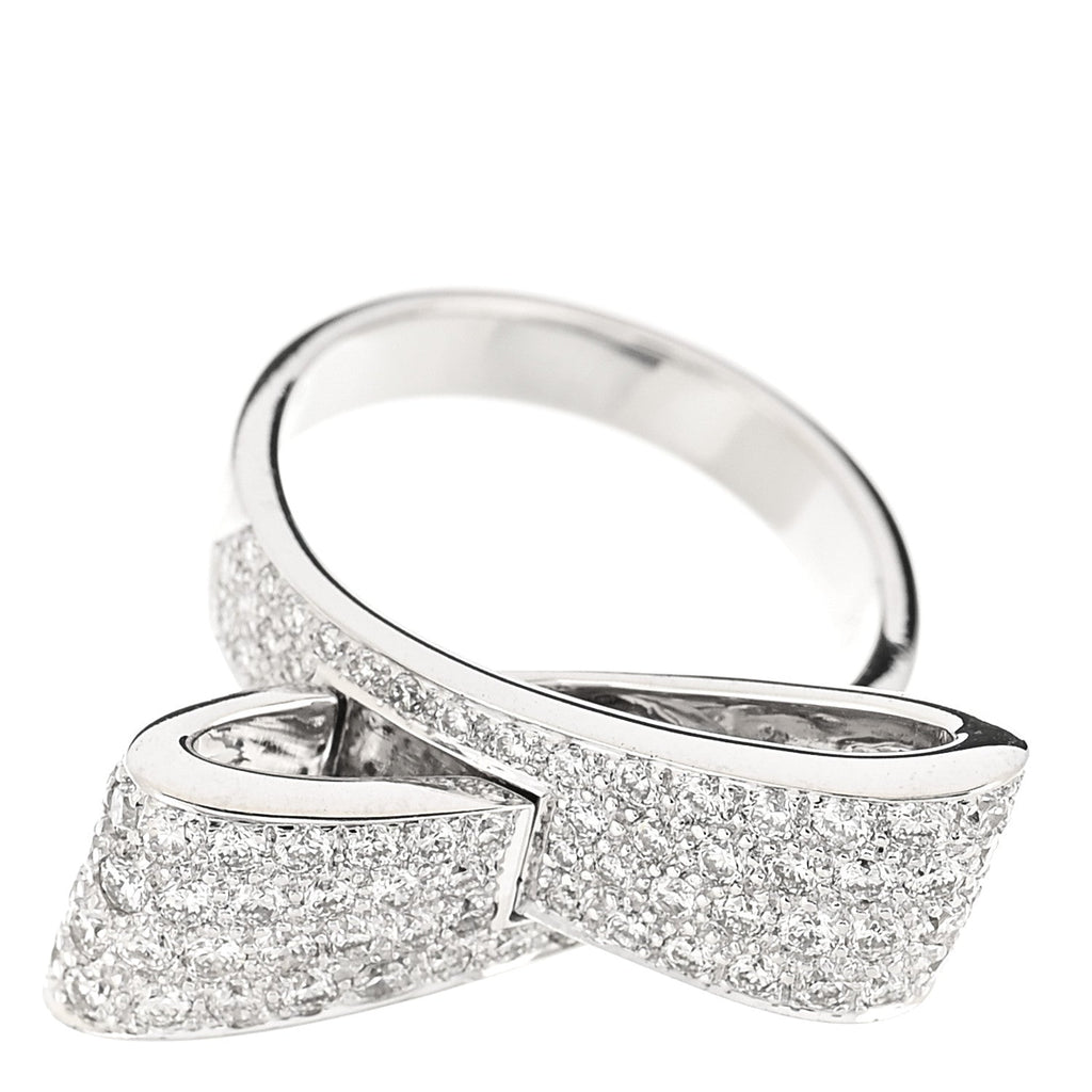 18K White Gold Diamond 1.26ctw Bow Ring 53 6.25