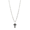 Sterling Silver Black Onyx Cross Pendant DY Madison Chain Necklace