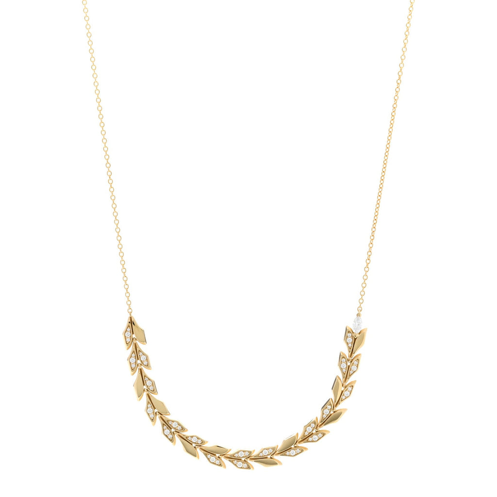 18K Yellow Gold Diamond Victoria Vine East West Necklace