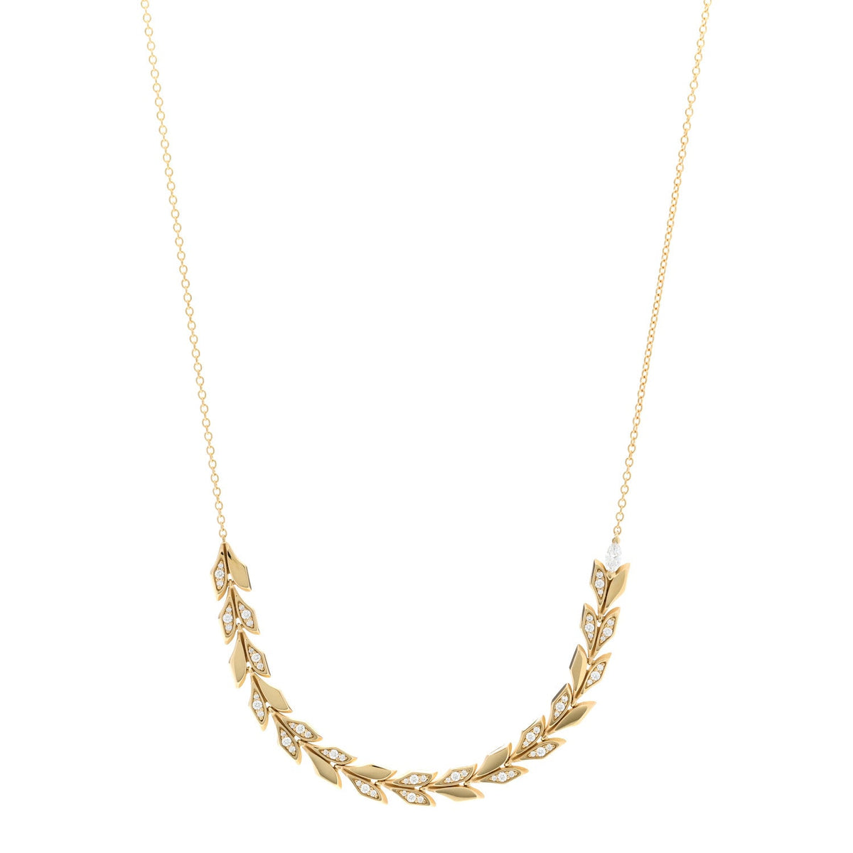 18K Yellow Gold Diamond Victoria Vine East West Necklace