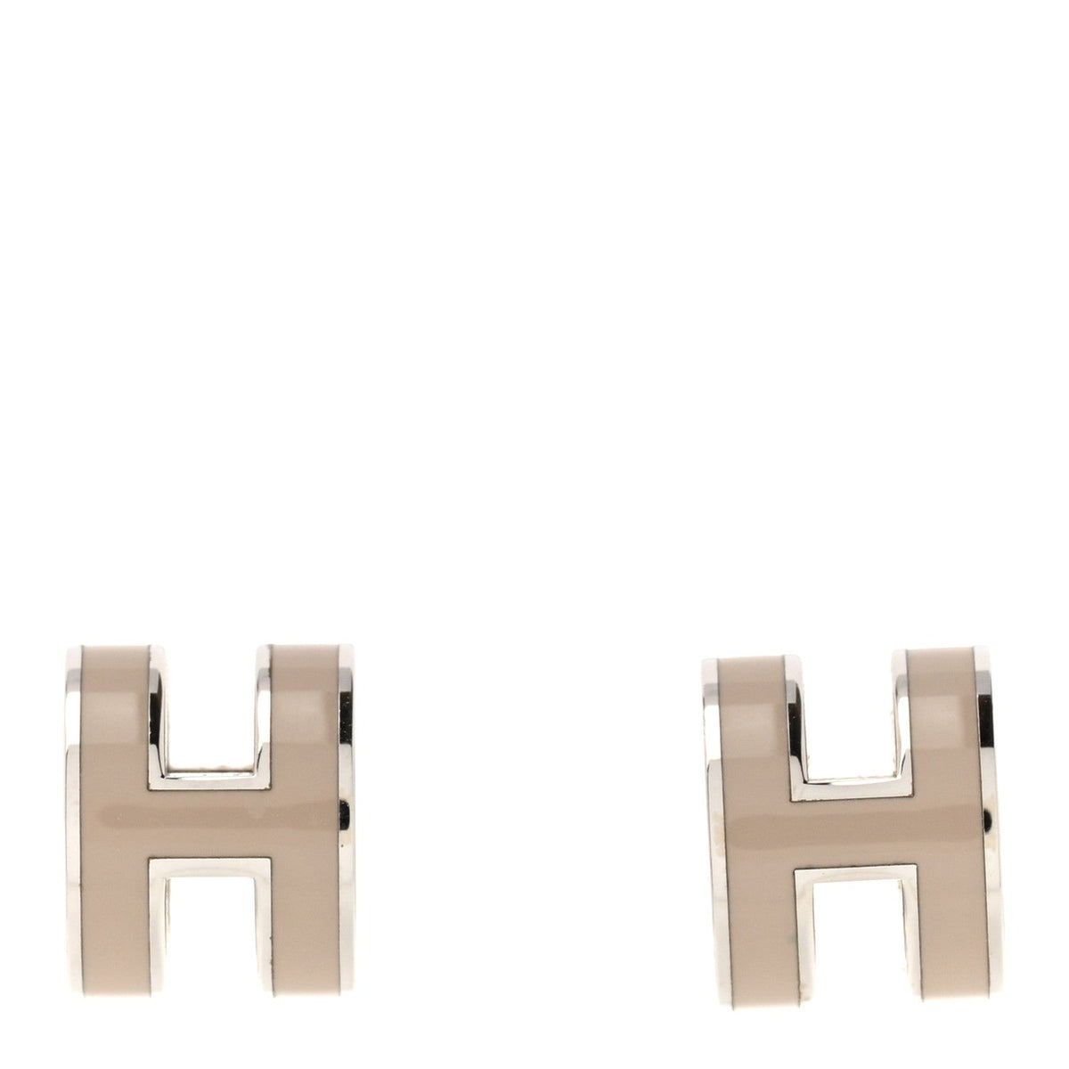 Palladium Lacquered Mini Pop H Earrings Marron Glace