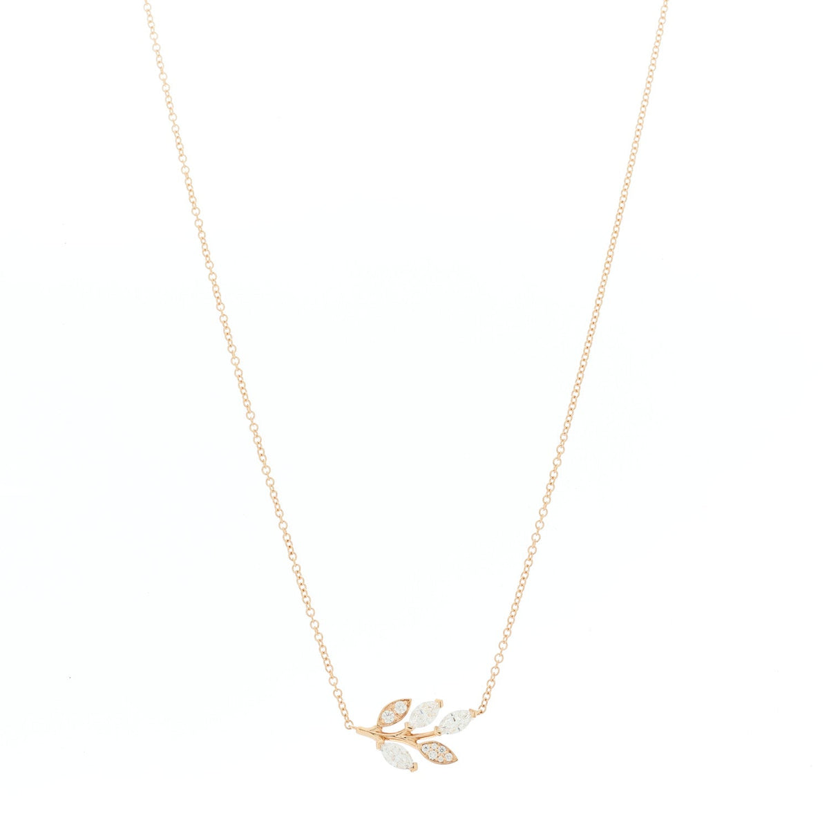 18K Rose Gold Diamond Victoria Vine Pendant Necklace