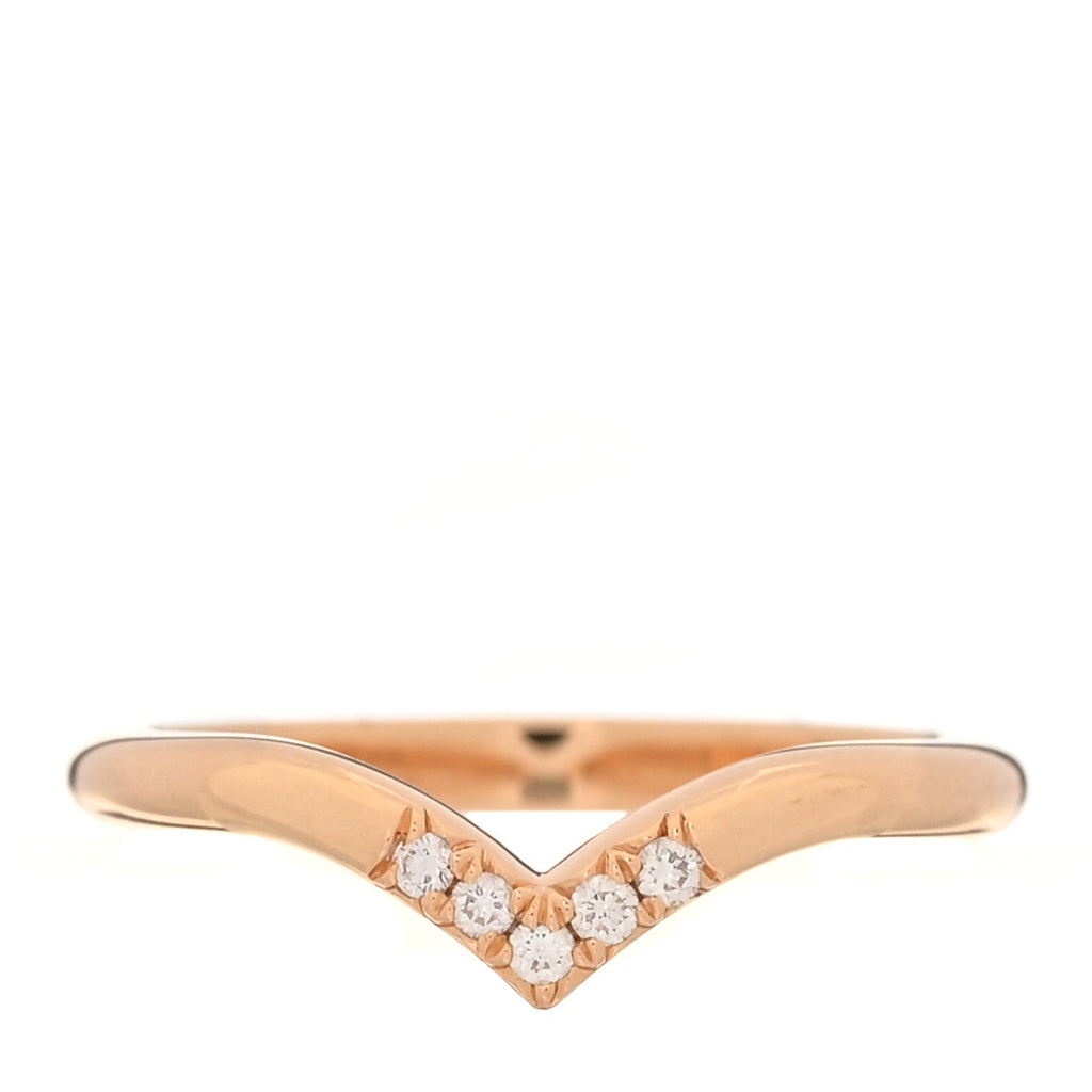 18K Rose Gold Diamond .04ctw Soleste V Band Ring 50 5.25