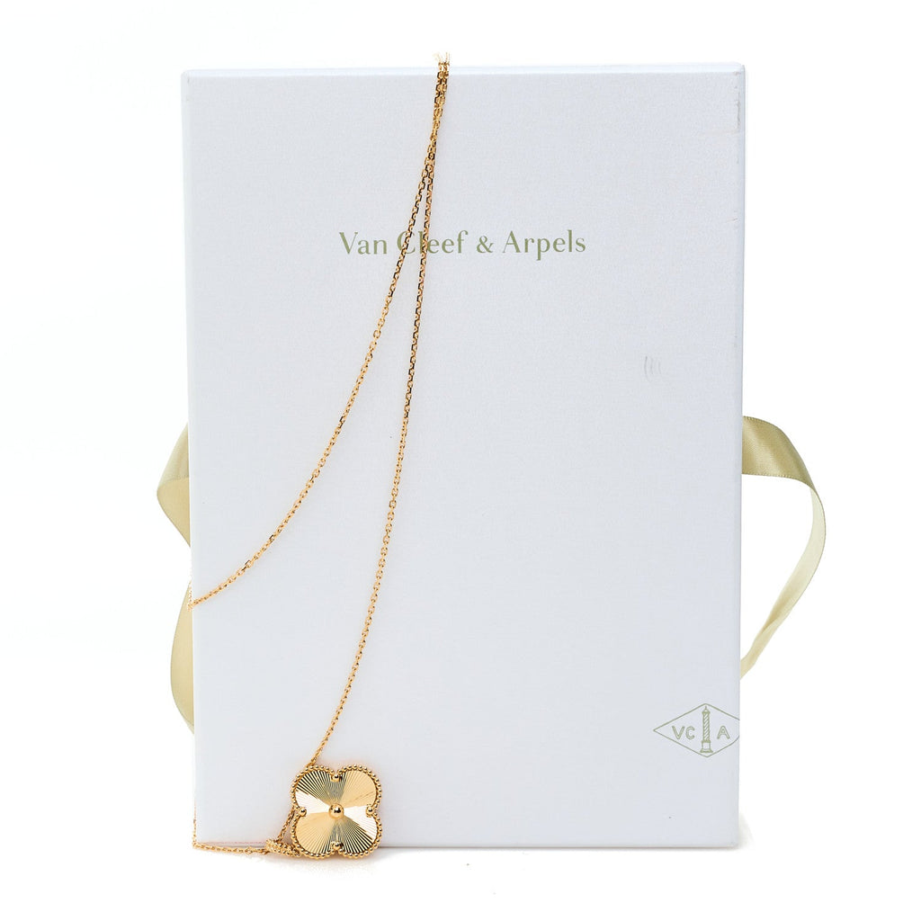 18K Yellow Gold Guilloche Magic Alhambra Long Necklace