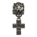 Enamel Brass Lion Head Crucifix Ring XL Black