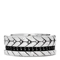 Sterling Silver Black Sapphire Black Spinel Modern Chain Band Ring 58 8.5