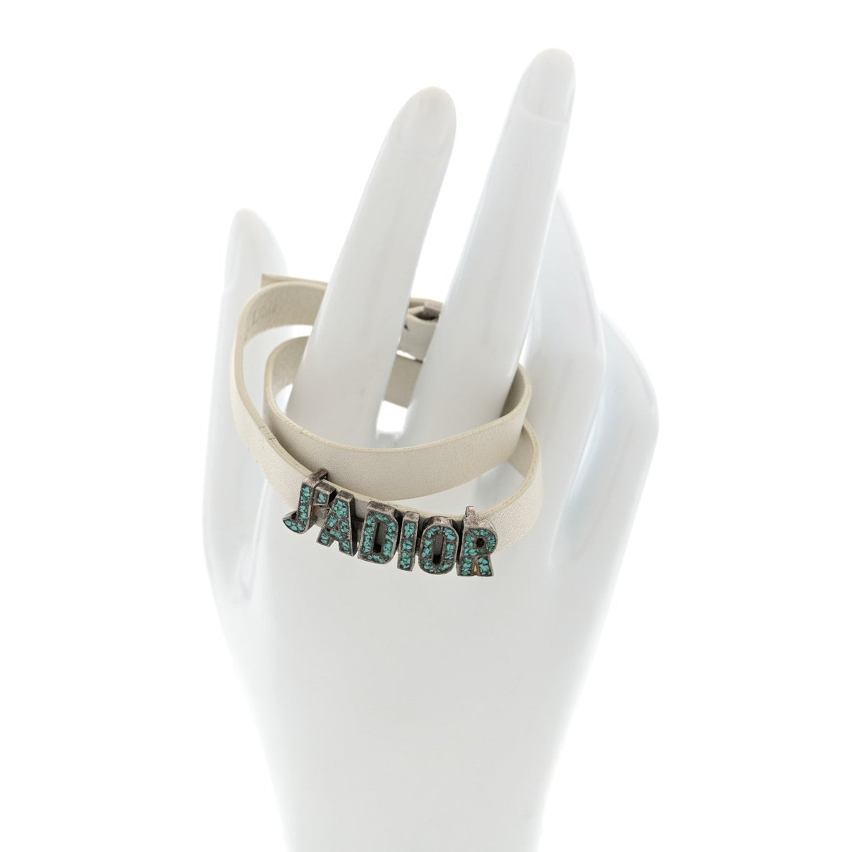 Calfskin J'adior Double Bracelet White Turquoise