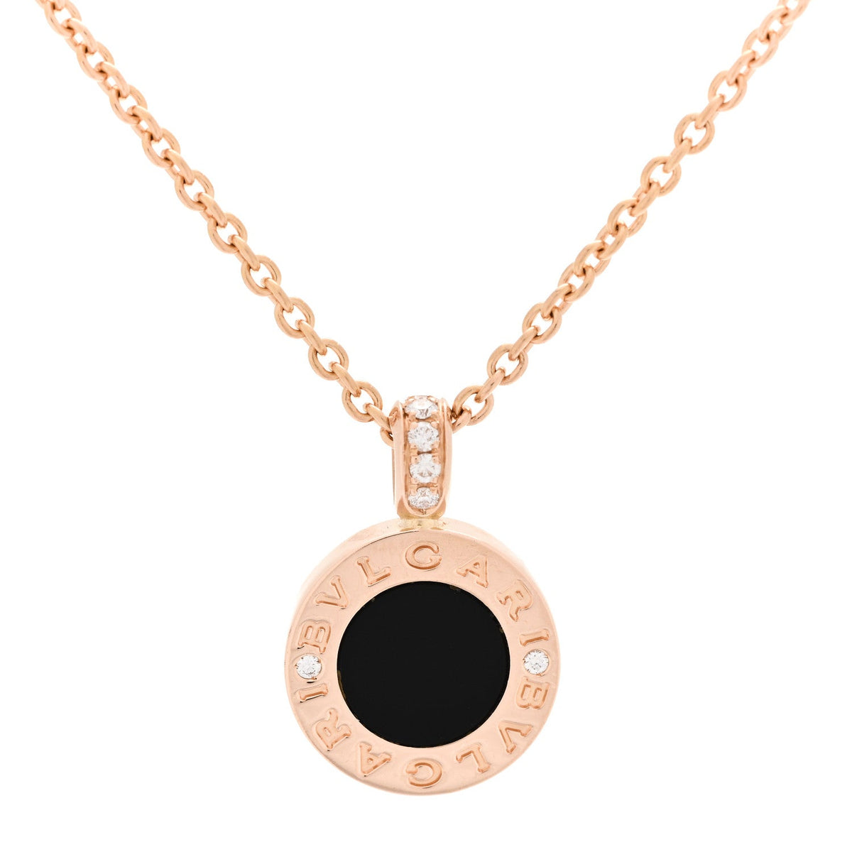 18K Rose Gold Diamond Black Onyx Mother of Pearl BVLGARI BVLGARI Pendant Necklace