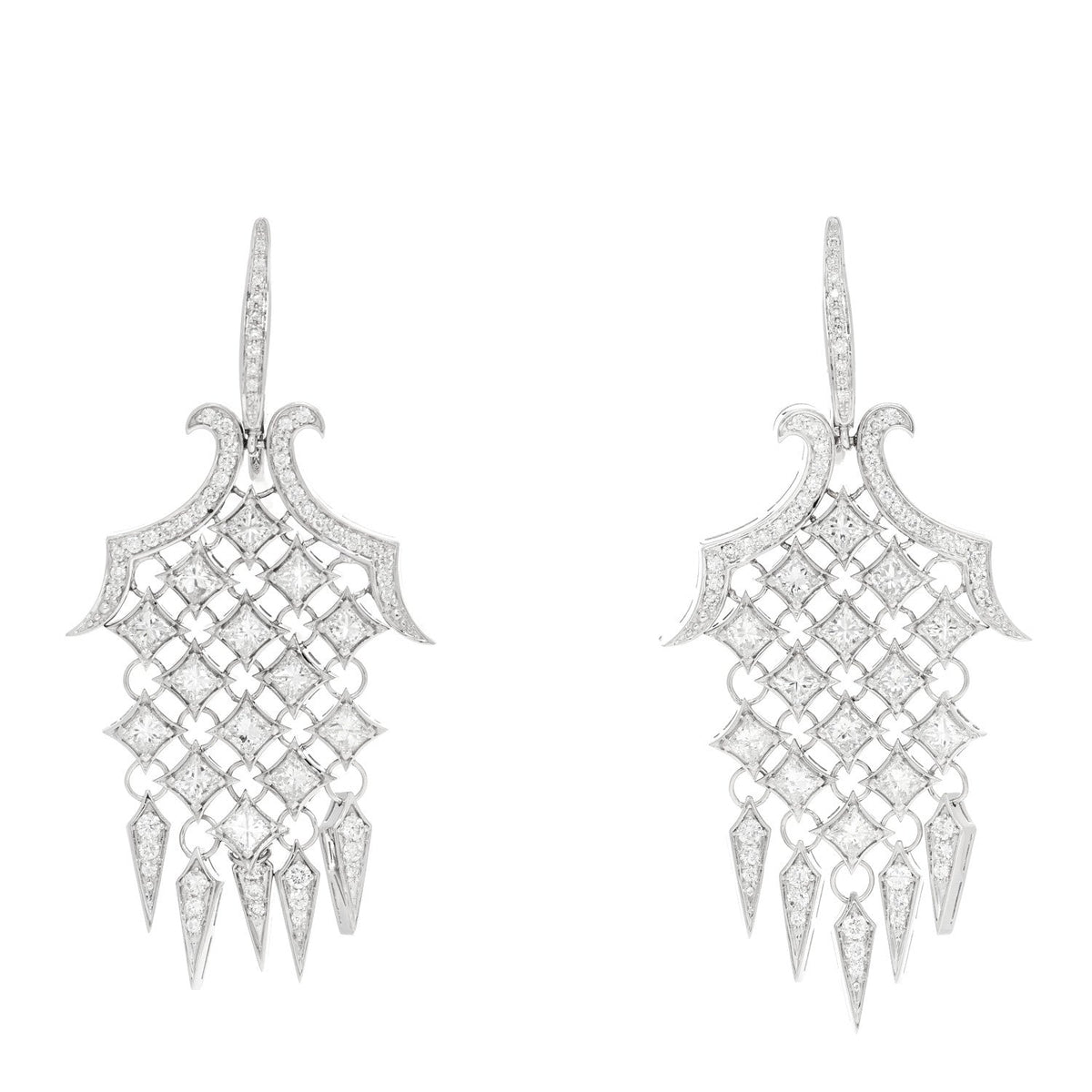 18K White Gold Diamond 4.25ctw Chandelier Earrings