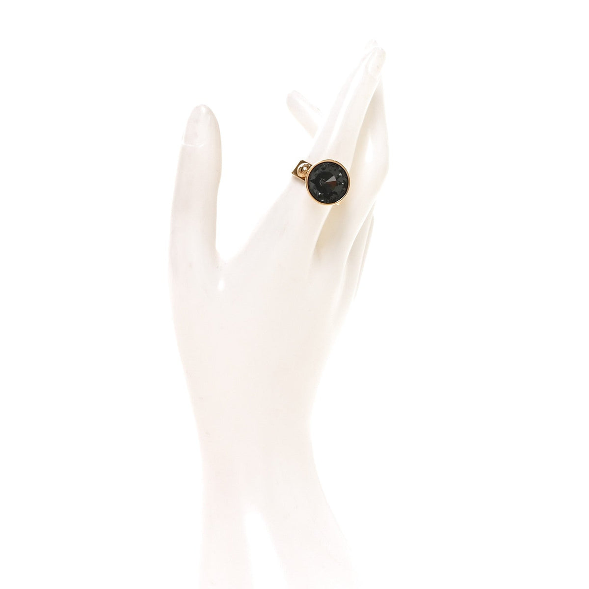 Crystal Ring L Gold Black