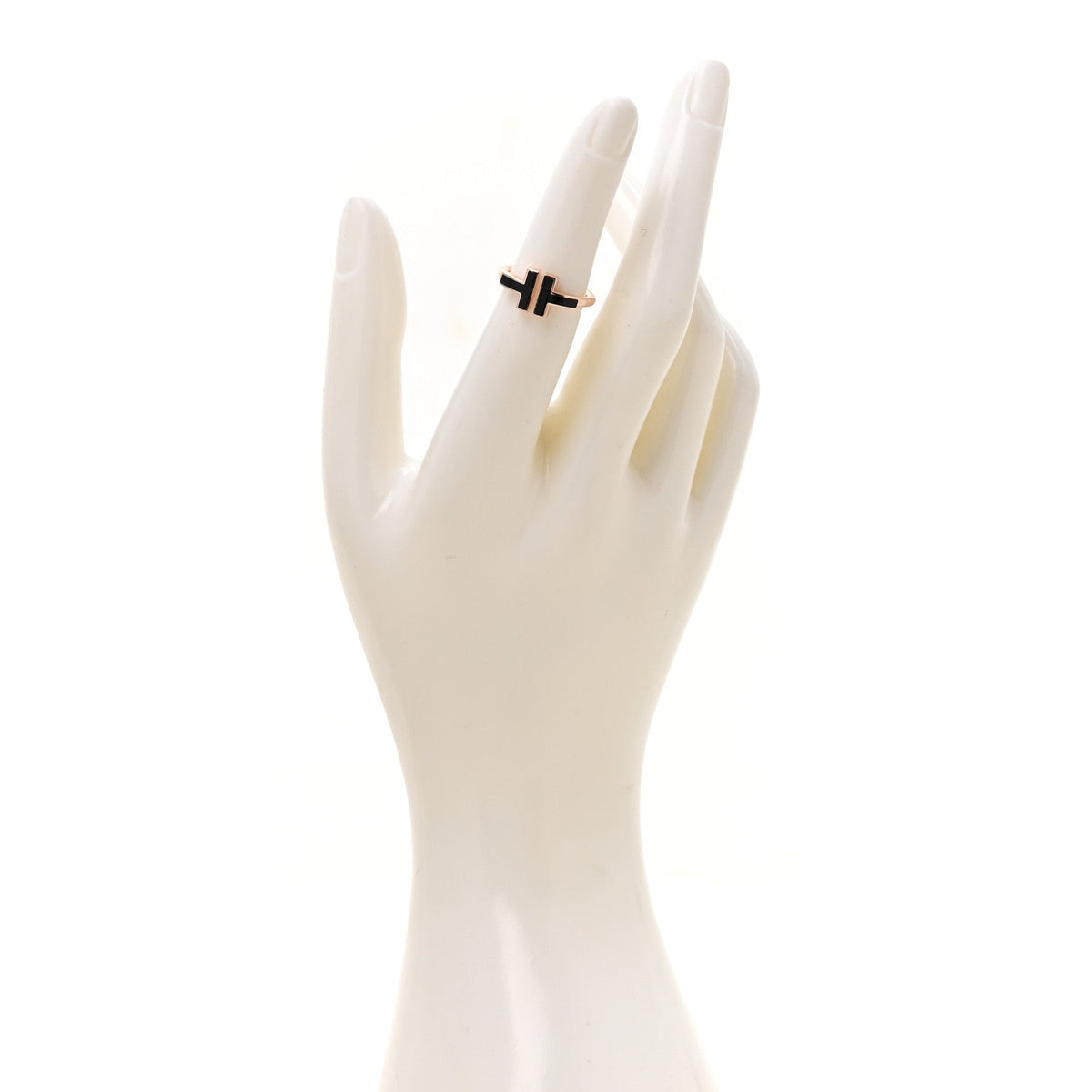 18K Rose Gold Black Onyx T Wire Ring 49 5