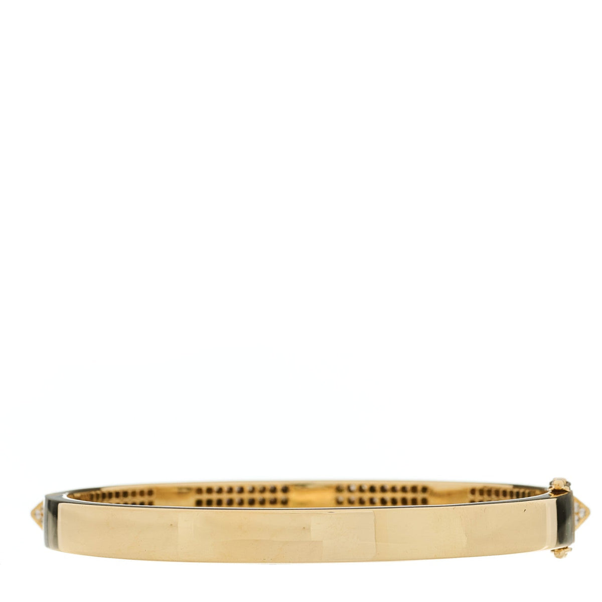18K Rose Gold Diamond Spikes Oval Bangle Bracelet