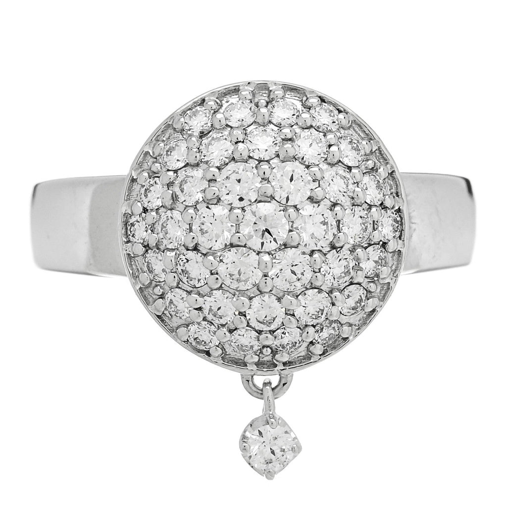 18K White Gold Diamond .60ctw Round Pave Charm Ring  53 6.25
