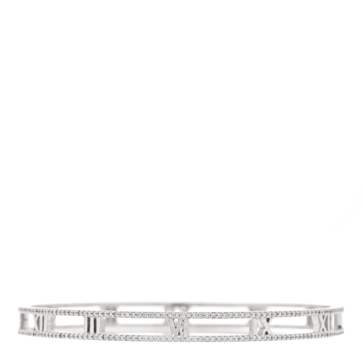 18K White Gold Diamond Atlas Open Bangle Bracelet