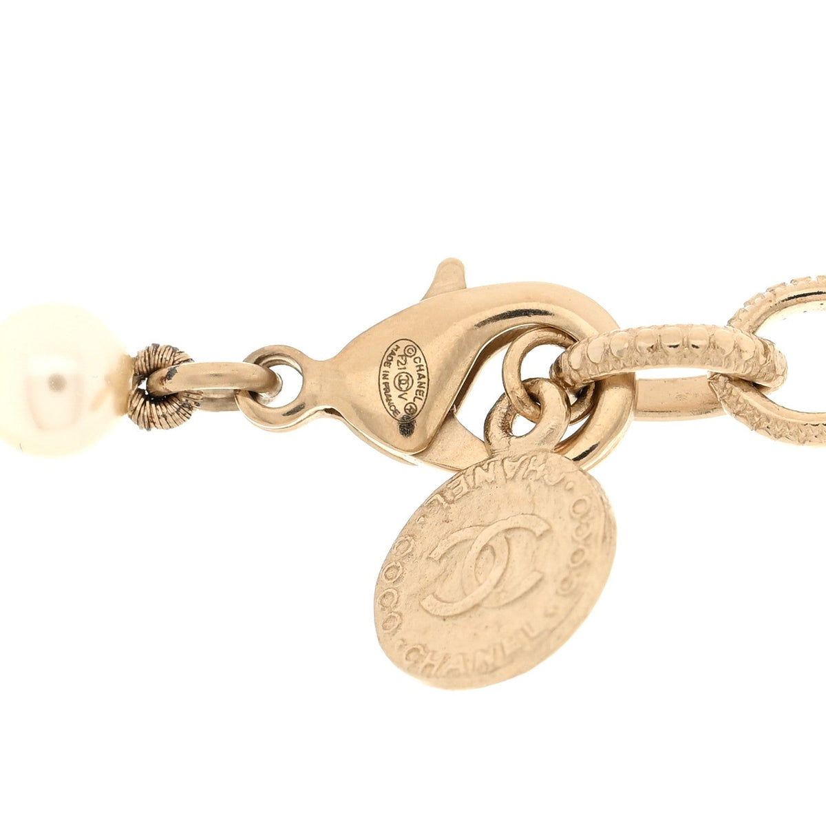 Pearl CC 100th Anniversary Necklace Light Gold