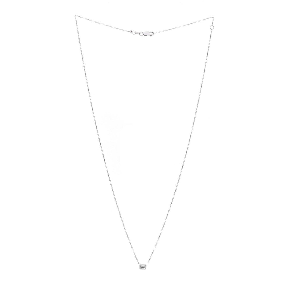 18K White Gold Diamond .17ct Emerald Cut Diamonds By The Inch Necklace