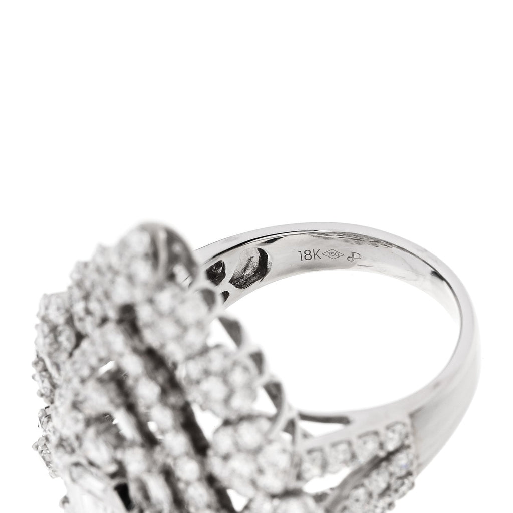 18K White Gold Diamond 4.70ctw Multi Shape Cocktail Ring  56 7.5