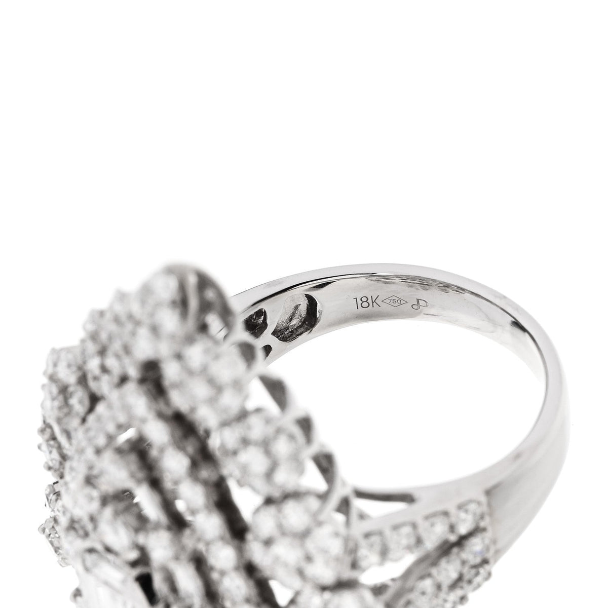 18K White Gold Diamond 4.70ctw Multi Shape Cocktail Ring  56 7.5