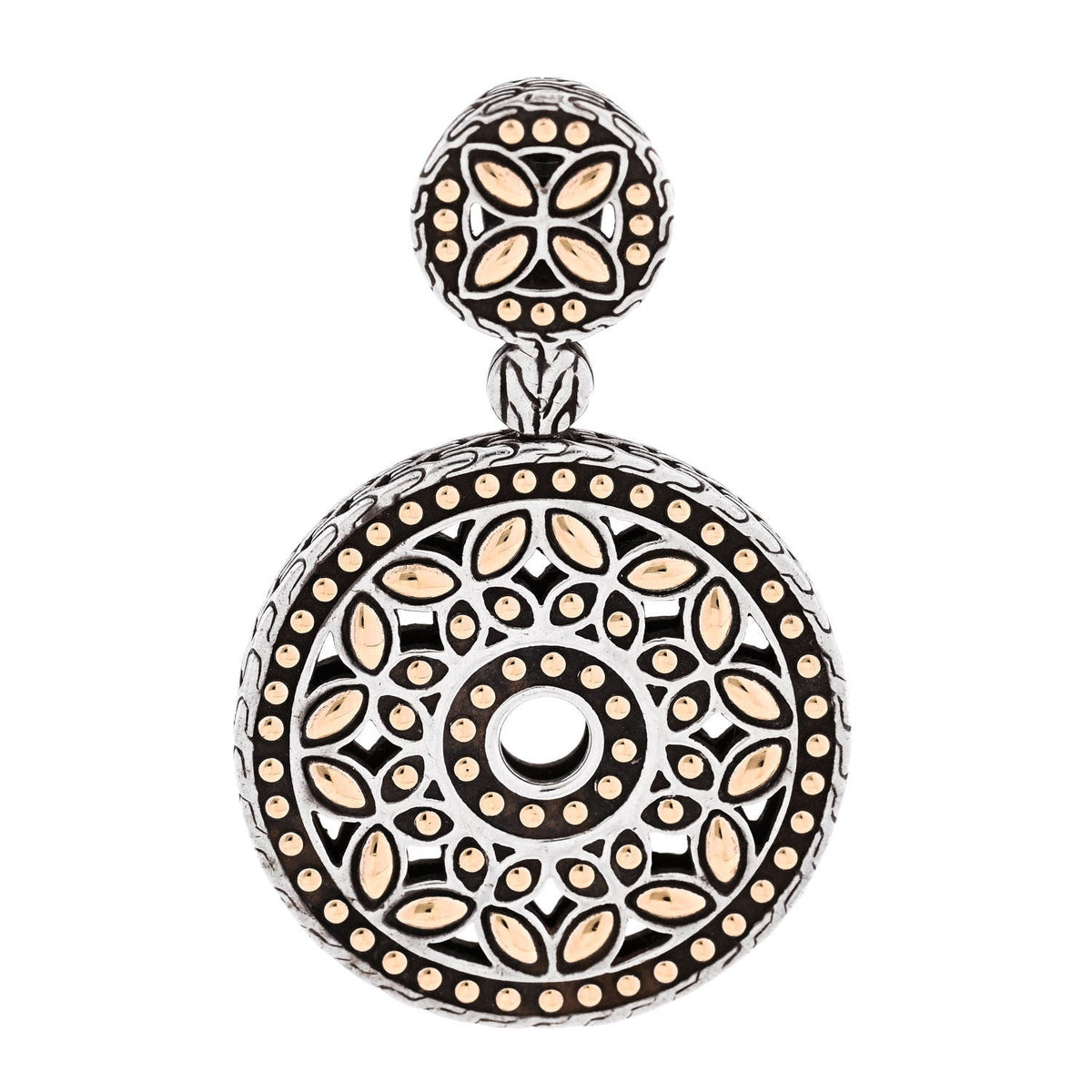 Sterling Silver 18K Yellow Gold Batu Kawang Round Pendant