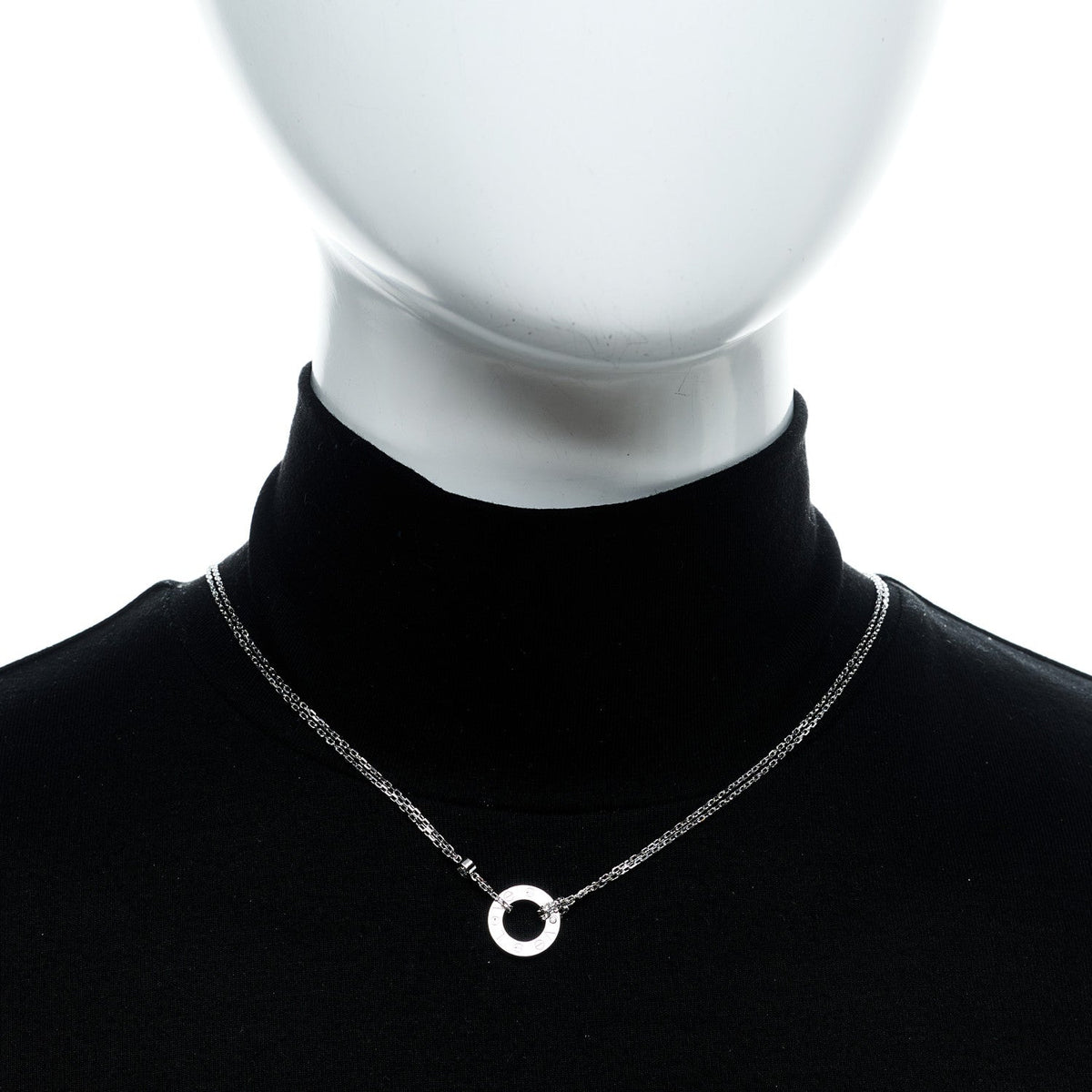 18K White Gold 2 Diamond LOVE Necklace