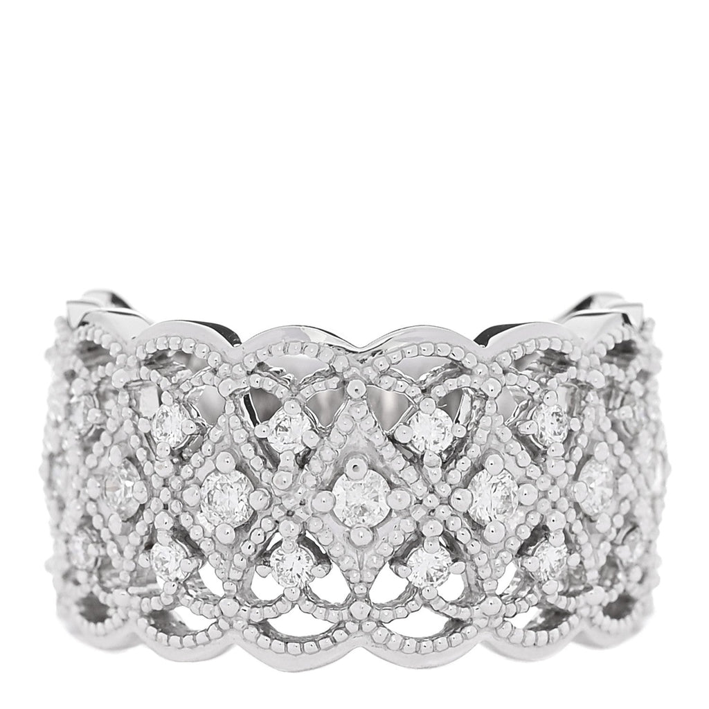 18K White Gold Diamond .35ctw Milgrain Band Ring  53 6.25