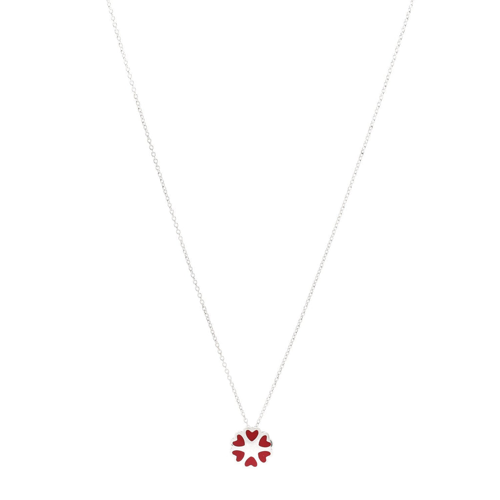 Sterling Silver Enamel Paloma Picasso Crown of Hearts Pendant Necklace Red